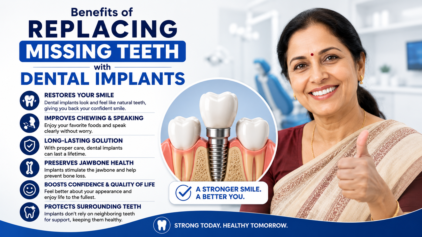 Benefits of Replacing Missing Teeth with Dental Implants